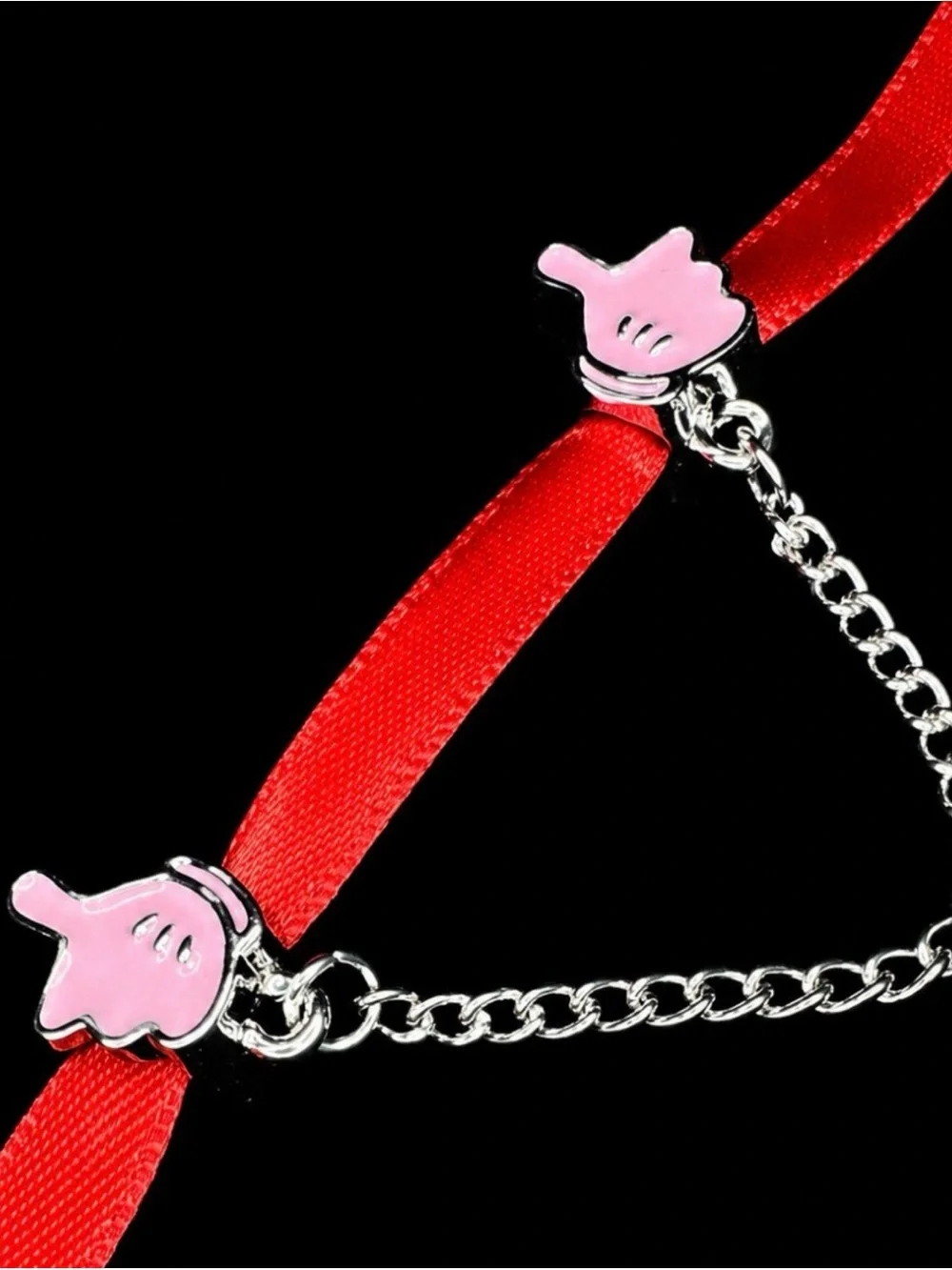 Pink Thumbs-Up Chain Kids Earring Connector